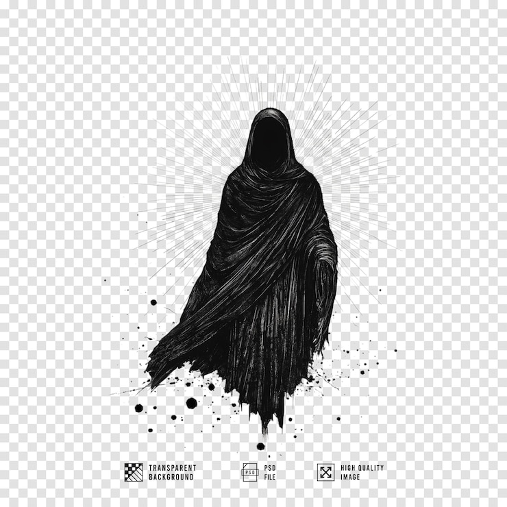 PSD imagen de silueta de una monja inmortal con fondo transparente