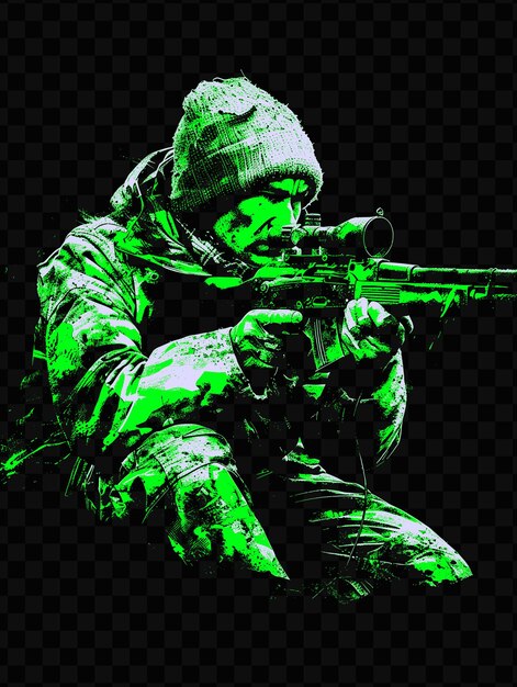 Una imagen de un soldado con un fondo verde