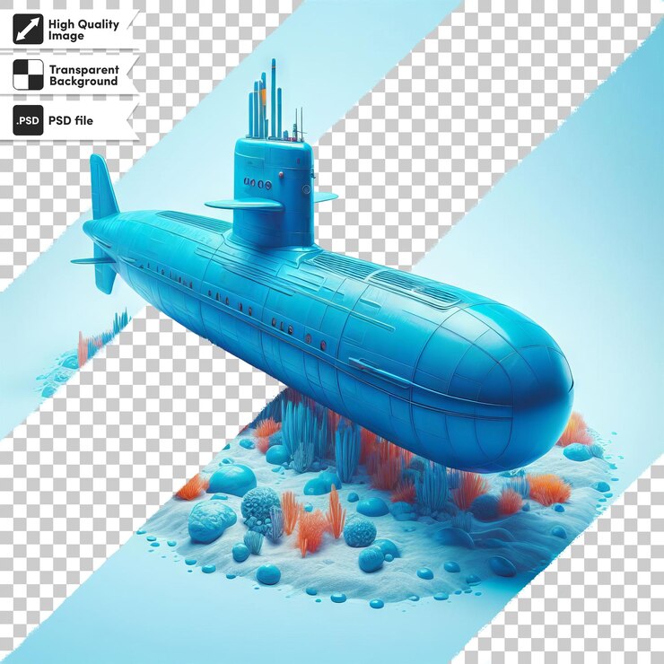 PSD una imagen de un submarino azul con una imagen de un submarino