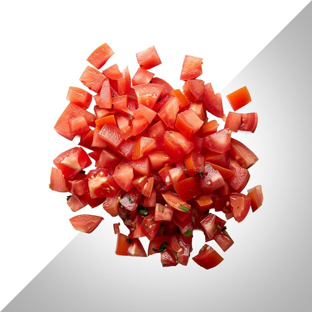 una imagen de un tazón de pimientos rojos en cubitos