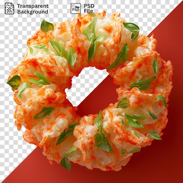 PSD imagen de tempura vegetal en un fondo rojo