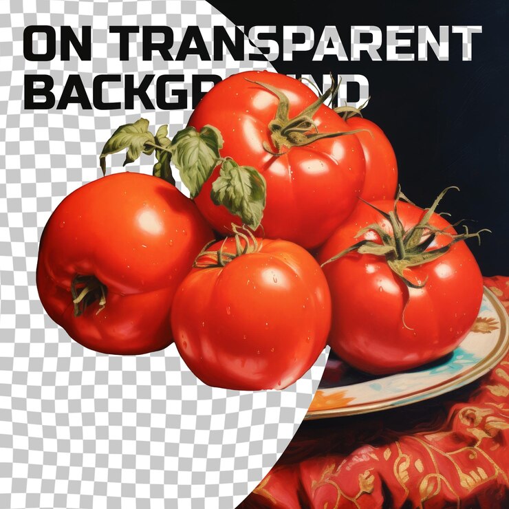 PSD una imagen de tomates en un plato con una imagen de tomates en él