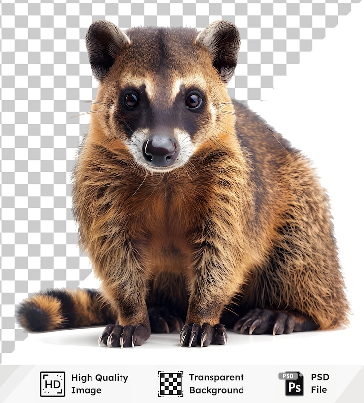 PSD imagen transparente de alta calidad de un coati posando con gracia contra un fondo blanco una v detallada