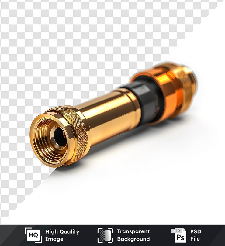 PSD imagen transparente de alta calidad de un conector de metal dorado con hilos