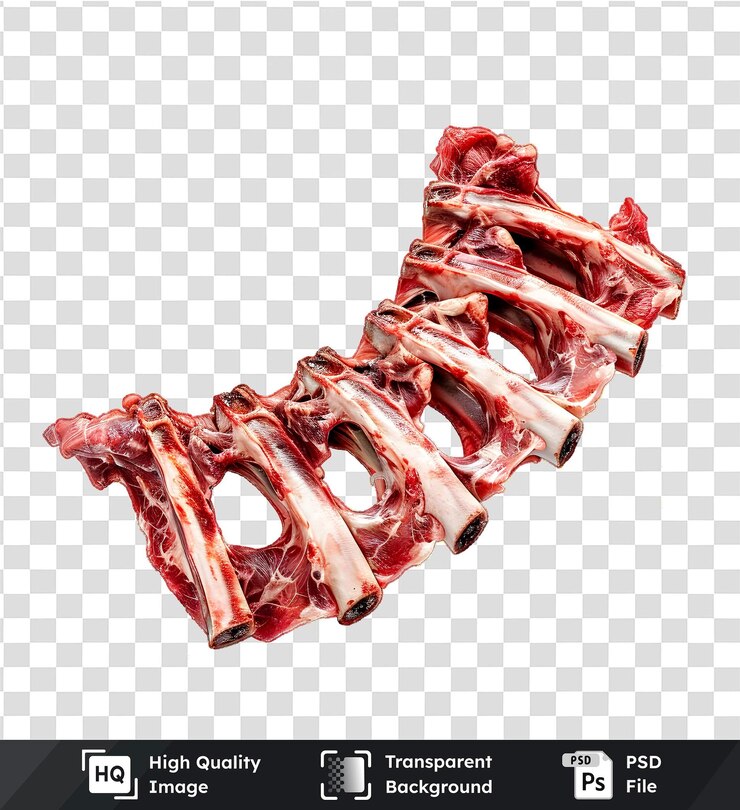 PSD imagen transparente de alta calidad de las costillas muestra detalles impresionantes de las costellas de carne de alta resolución
