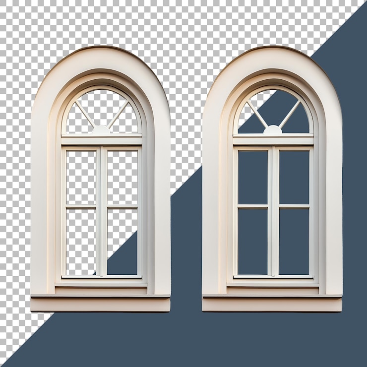 PSD imagen transparente de alta calidad de una ventana de estilo minimalista con marcos de madera