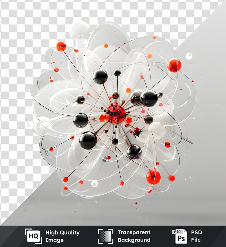 PSD imagen transparente de una estructura molecular abstracta con esferas interconectadas