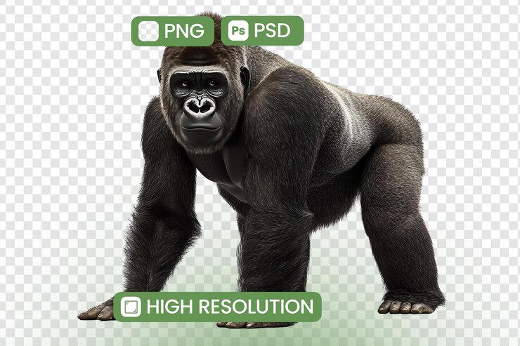 PSD imagen transparente de gorila en formato png psd de alta resolución para su descarga