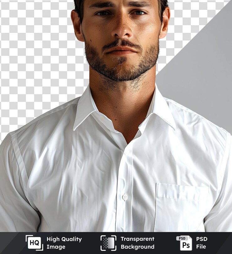 PSD imagen transparente de un hombre con camisa blanca una vista en primer plano de un vestido blanco limpio y simple