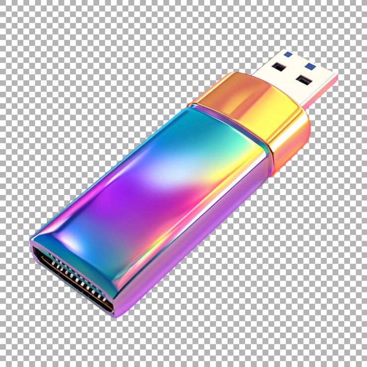 PSD imagen transparente o png del adaptador usb de color arco iris