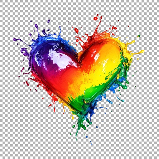 Imagen transparente o PNG de un corazón salpicado por el arco iris