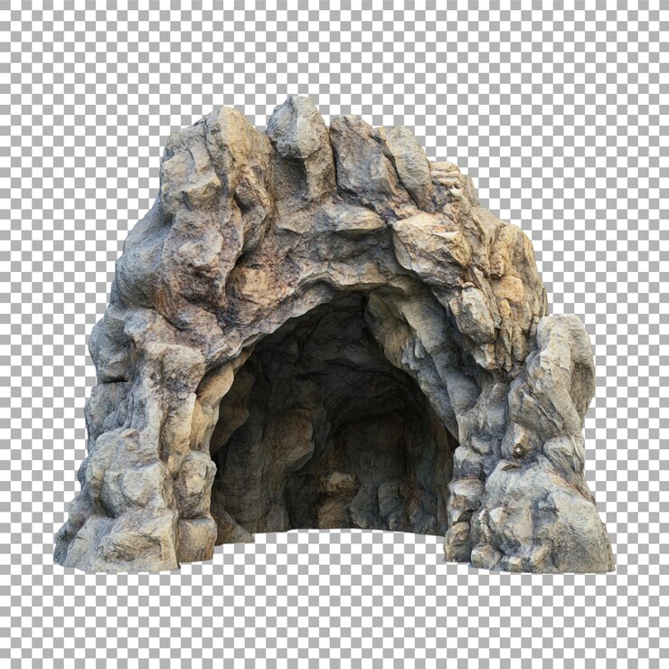 PSD imagen transparente o png de la entrada de una cueva rocosa
