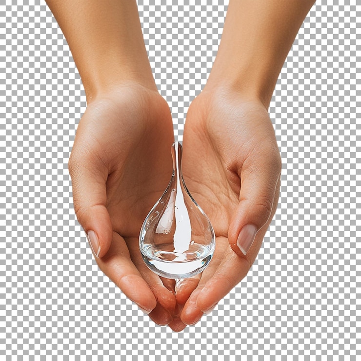PSD imagen transparente o png de manos sosteniendo una gota de agua