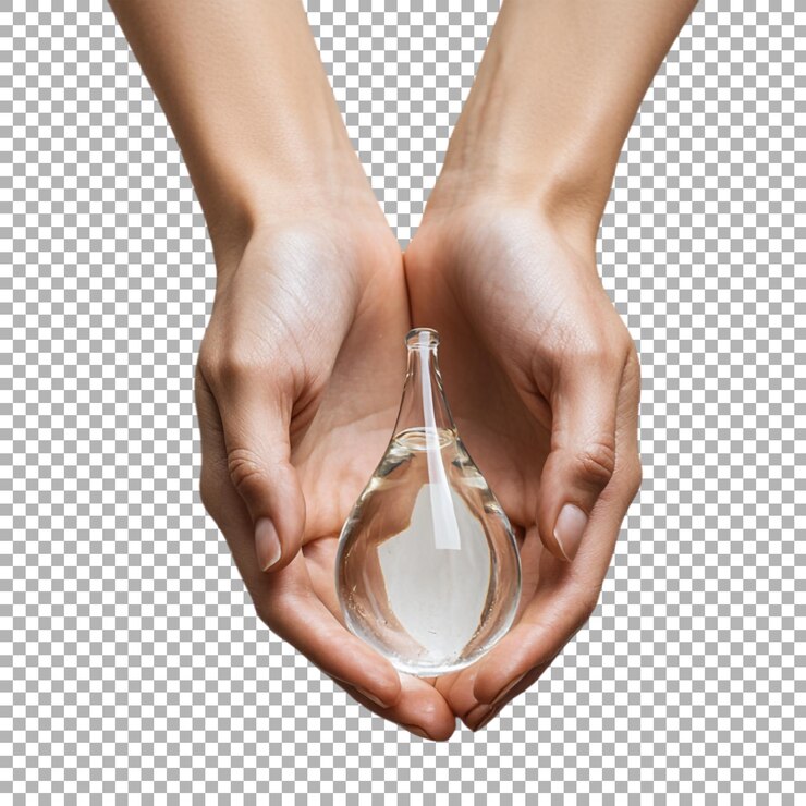 PSD imagen transparente o png de manos sosteniendo una gota de agua