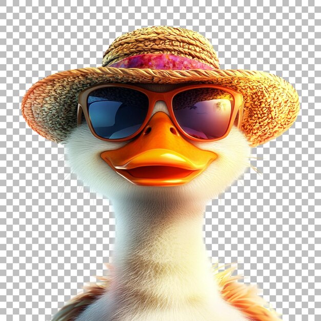 Imagen transparente o PNG de pato fresco con gafas de sol y sombrero