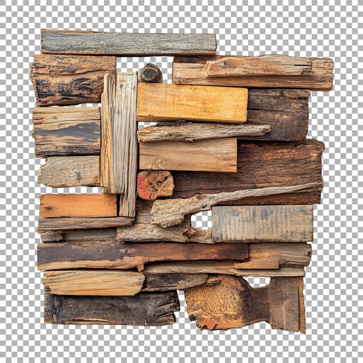 PSD imagen transparente o png de piezas de madera apiladas