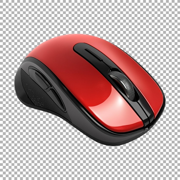 PSD imagen transparente o png de un ratón de computadora inalámbrico rojo y negro