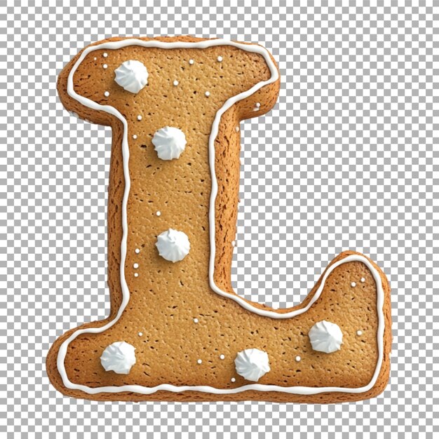 Imagen transparente o PNG de representación 3D de un alfabeto L hecho de pan de jengibre