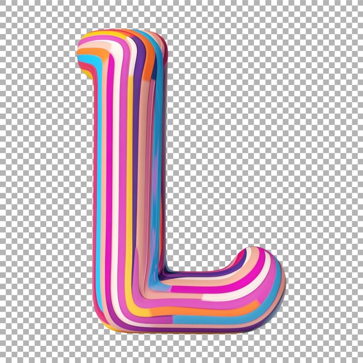 PSD imagen transparente o png de representación 3d de un alfabeto l hecho a partir de líneas retro
