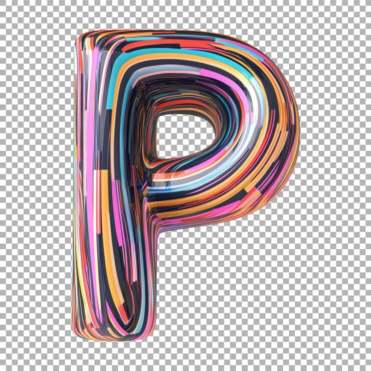 PSD imagen transparente o png de representación 3d de un alfabeto p hecho a partir de líneas retro