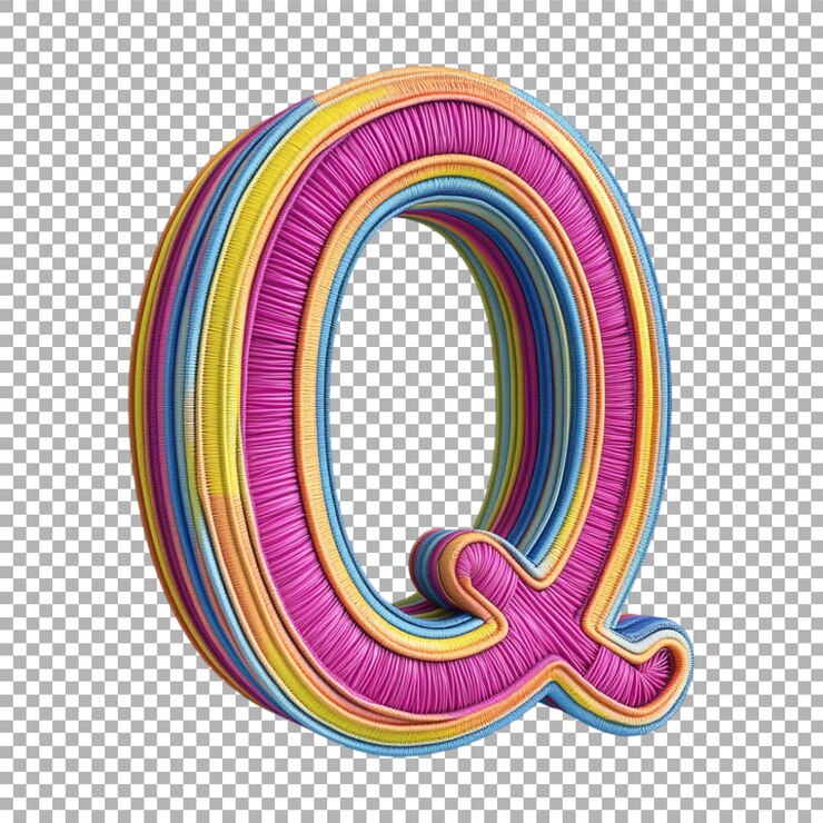 PSD imagen transparente o png de representación 3d de un alfabeto q hecho a partir de líneas retro