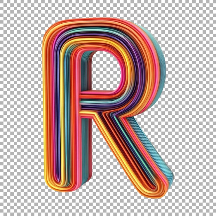 PSD imagen transparente o png de representación 3d de un alfabeto r hecho a partir de líneas retro