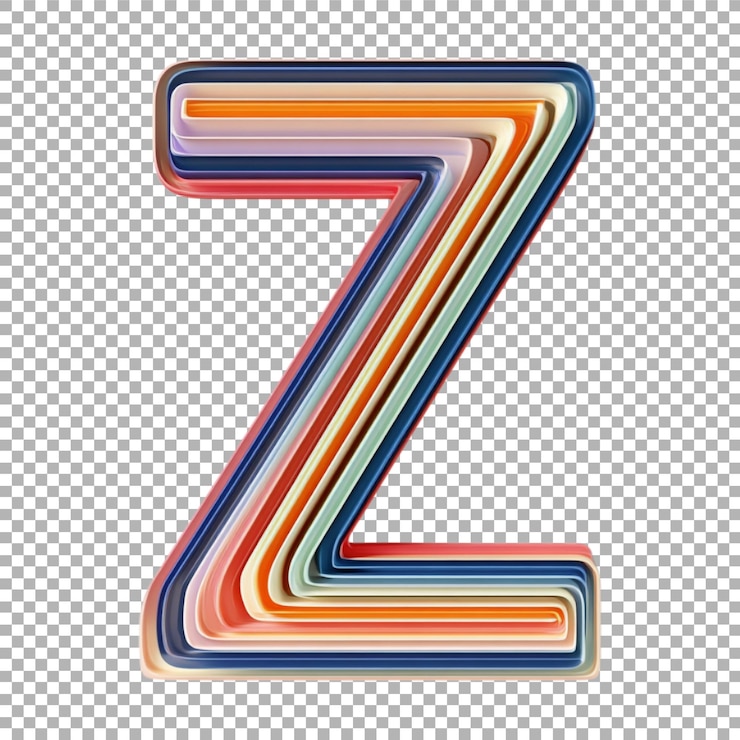 PSD imagen transparente o png de representación 3d de un alfabeto z hecho a partir de líneas retro