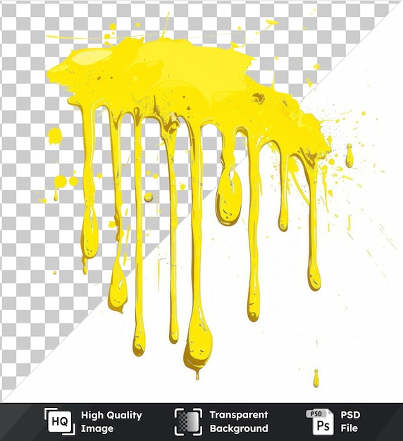 PSD imagen transparente psd graffiti spray gotea símbolo vectorial pintura amarilla vibrante en un fondo aislado