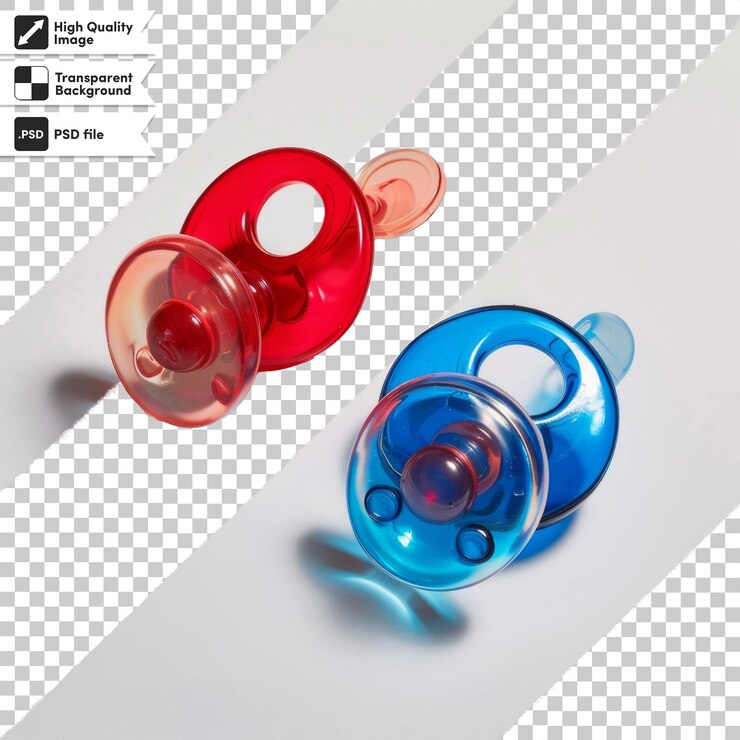 PSD una imagen de tres botellas de vidrio rojas y azules