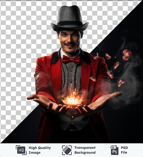 PSD imagen de trucos de espectáculo de magia fotográficos realistas de magician_s