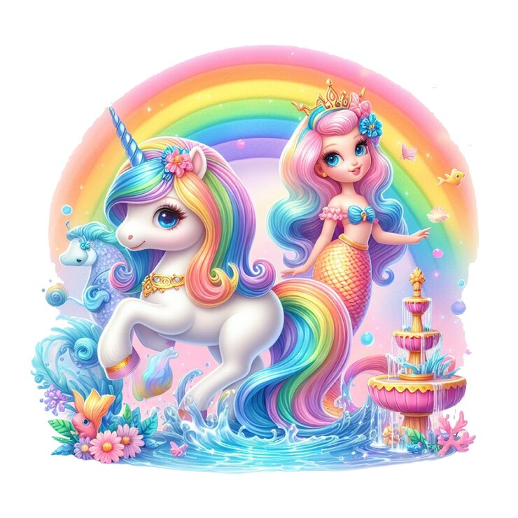 PSD una imagen de un unicornio con el arco iris en él