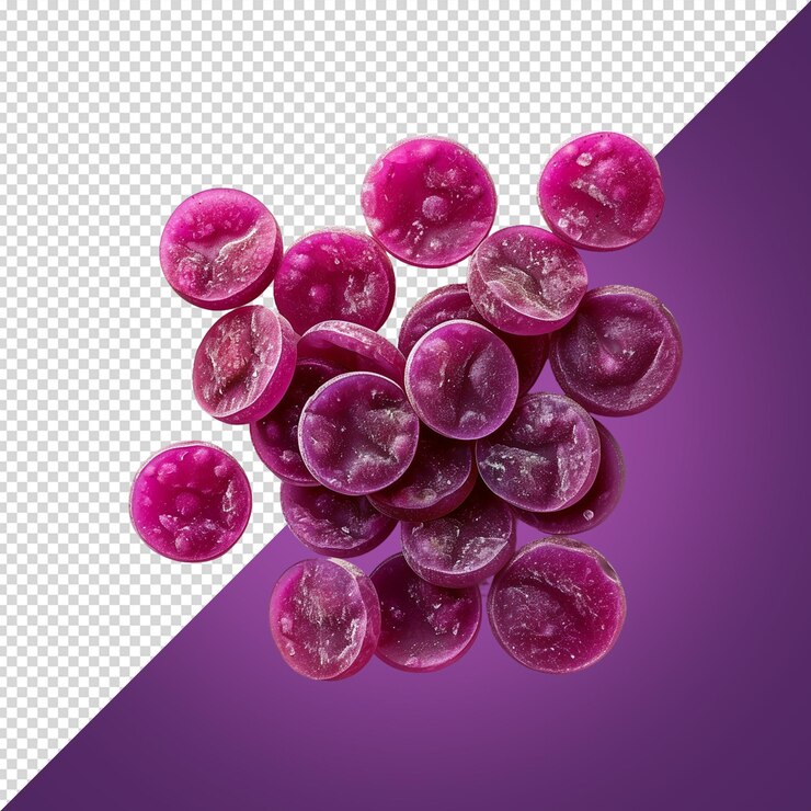 PSD una imagen de uvas con un fondo púrpura y un fondo blanco
