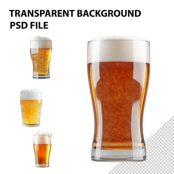 PSD una imagen de un vaso de cerveza con las palabras "transparente" en él