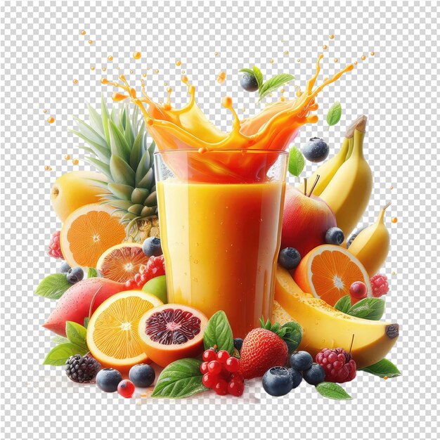 PSD una imagen de un vaso de jugo de naranja y una imagen de una piña