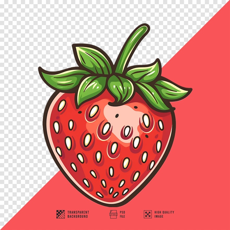 PSD imagen vectorial de frutas de fresa sin fondo de calidad hd
