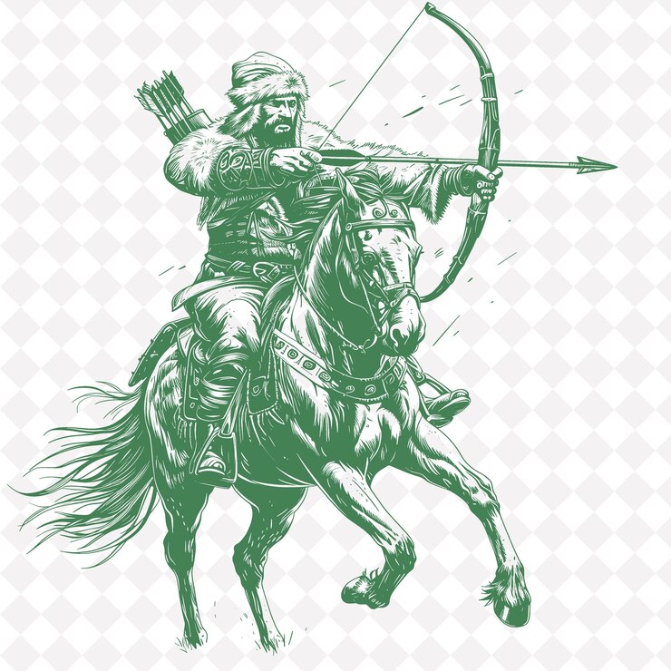PSD una imagen verde y blanca de un caballero en un caballo con una espada