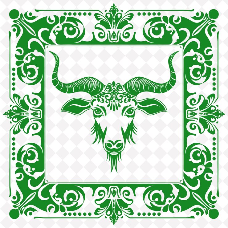PSD una imagen verde y blanca de una cabra con un fondo verde