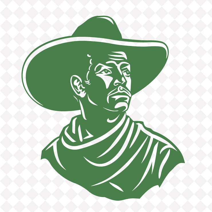 PSD una imagen verde y blanca de un hombre con un sombrero