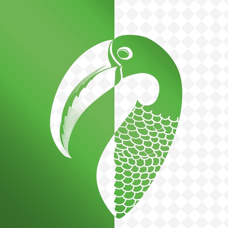 PSD una imagen verde y blanca de un pájaro con un fondo verde