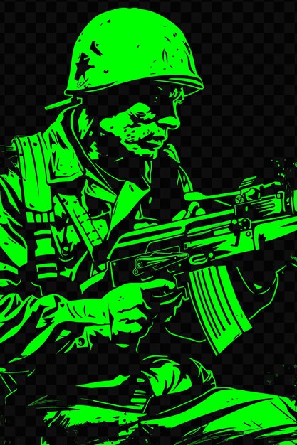 PSD una imagen verde de un soldado con un arma y las palabras ejército en la parte inferior