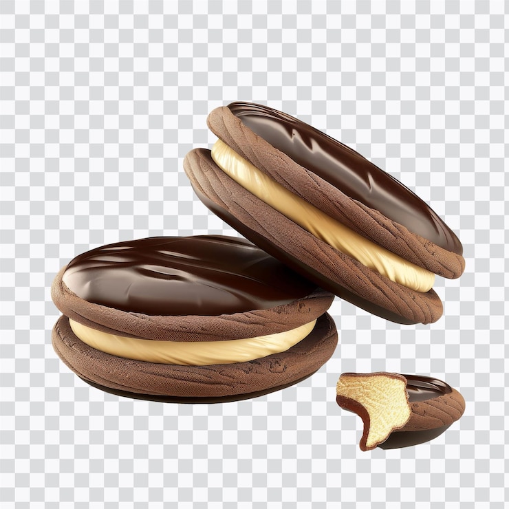 PSD una imagen visualmente atractiva de galletas cubiertas de chocolate con un relleno cremoso perfecta para ideas de postres o bocadillos