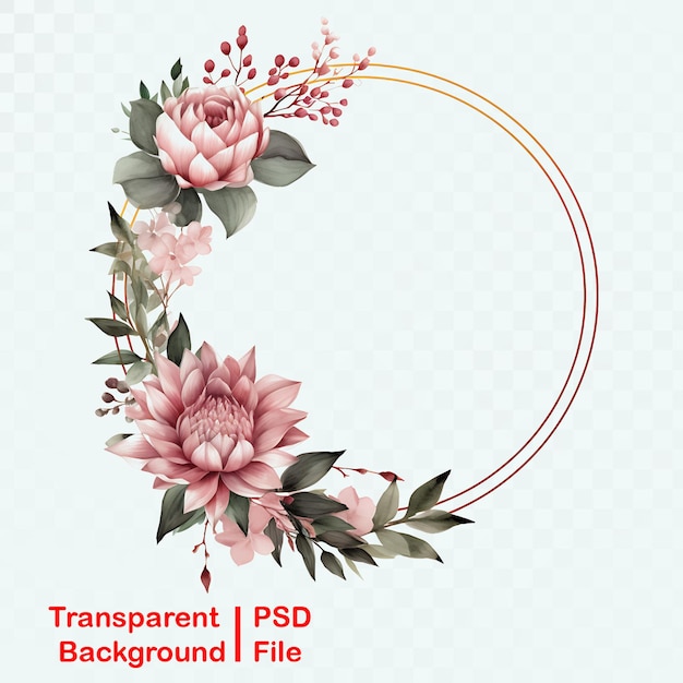 PSD imágenes de adornos florales transparentes de calidad hd.