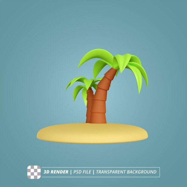 PSD imágenes aislada en 3d de verano de palmera