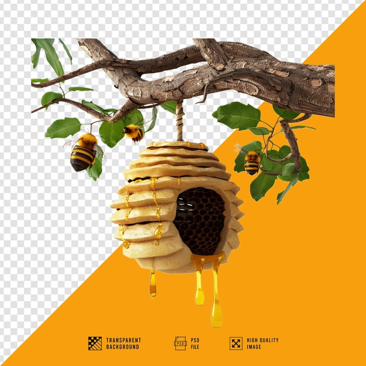 PSD imágenes de colmenas de abejas sin fondo de calidad hd