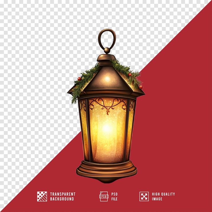 PSD imágenes de linternas de navidad sin fondo calidad hd