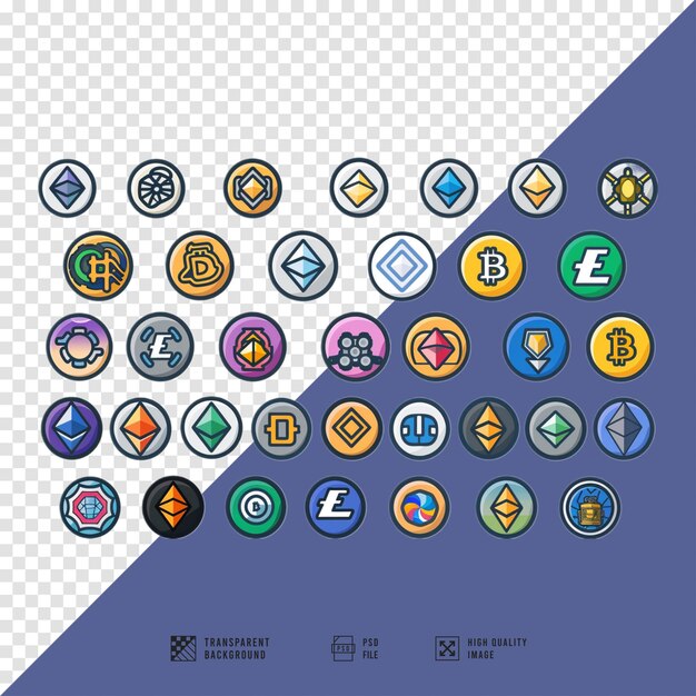 imágenes de varios logotipos de criptomonedas como Bitcoin sin fondo de calidad hd