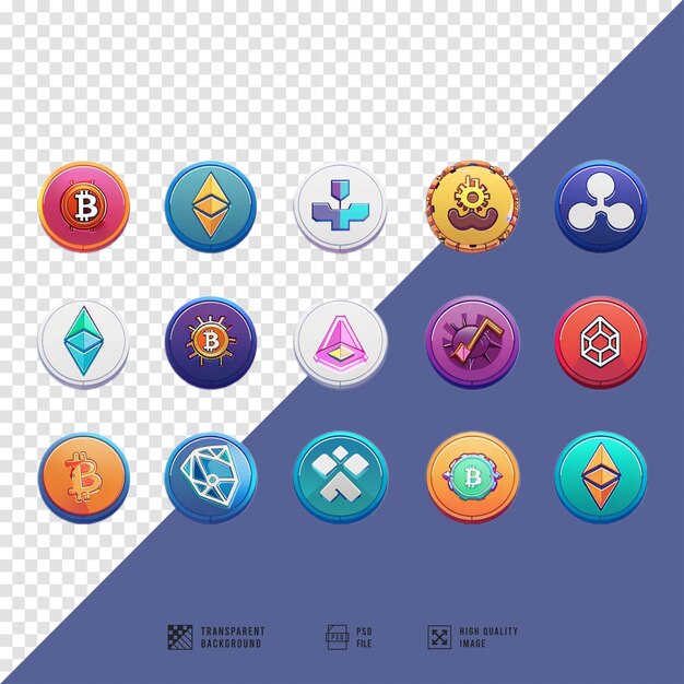 imágenes de varios logotipos de criptomonedas como Bitcoin sin fondo de calidad hd