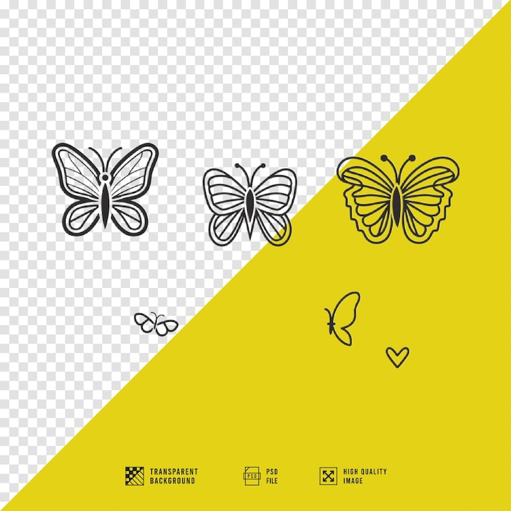 PSD imagens de clip art de borboleta sem fundo de qualidade hd
