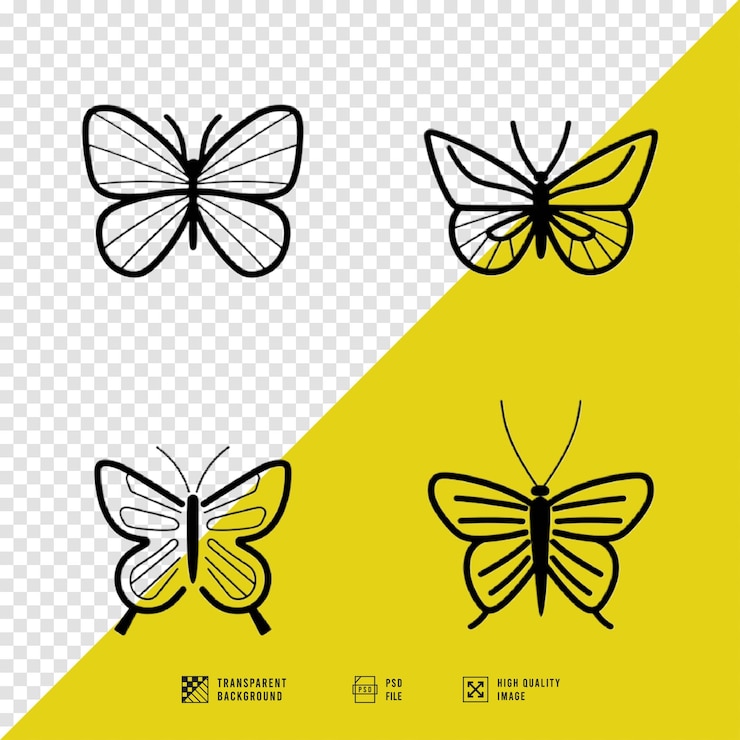 PSD imagens de clip art de borboleta sem fundo de qualidade hd
