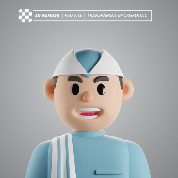 Imagens de renderização 3D do avatar do homem muçulmano